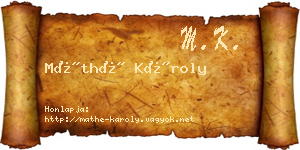 Máthé Károly névjegykártya